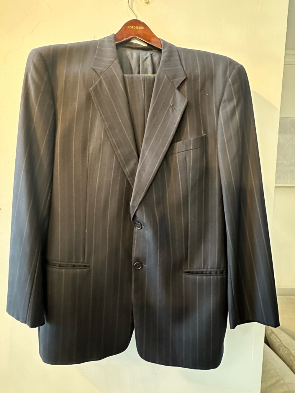 Armani Collezioni midnight blue Pinstripe Two-Button Suit Jacket